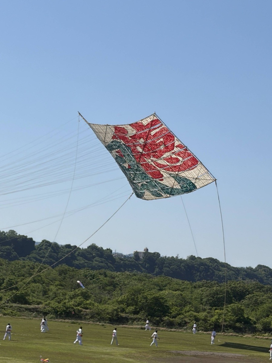 大凧と引き手の全景